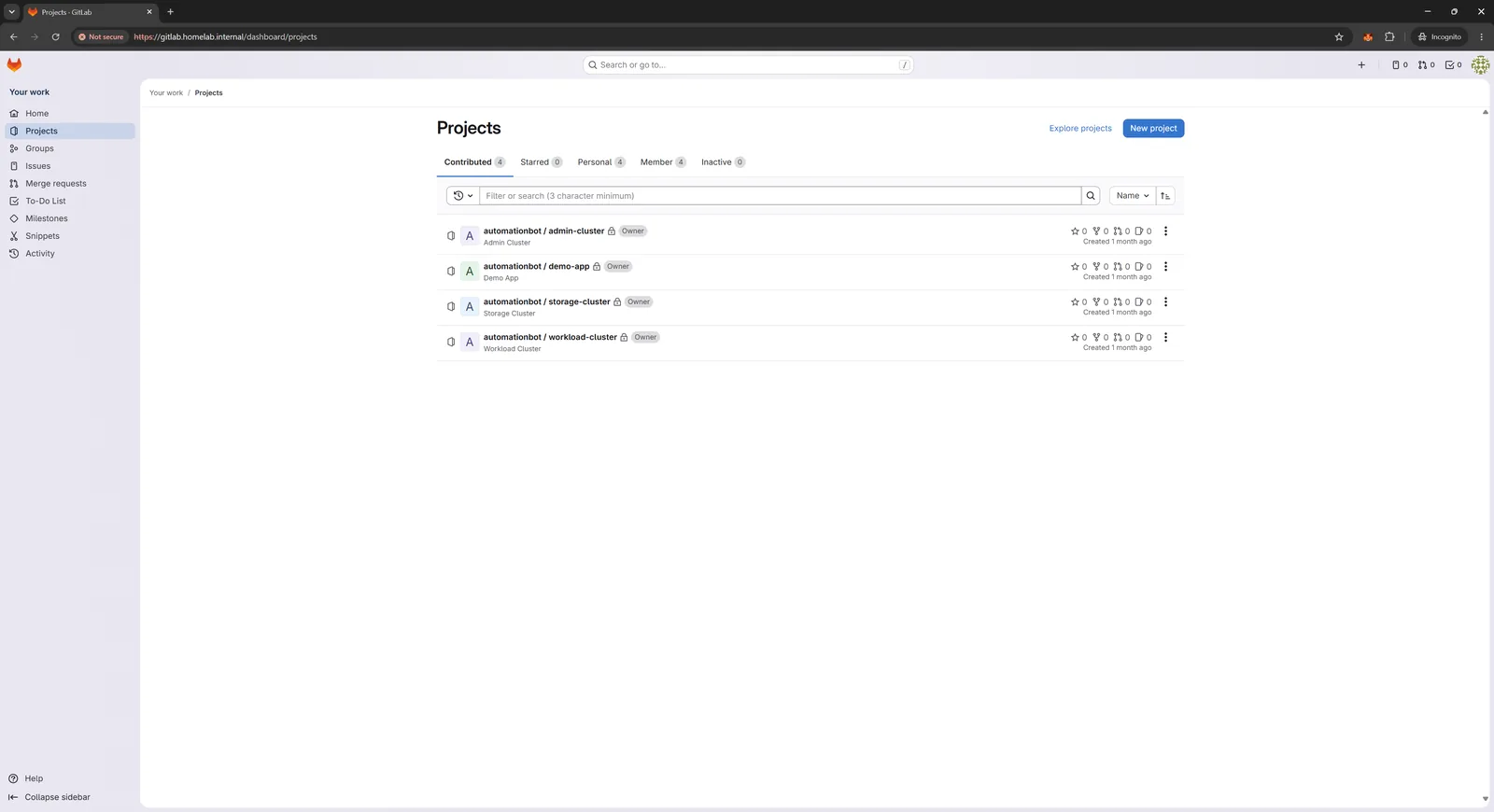 GitLab project overview showing KubeSailor platform repositories
